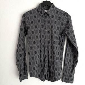 Versace Jeans Couture Womens Medusa Greca Key All Over Pattern Button Up Shirt S